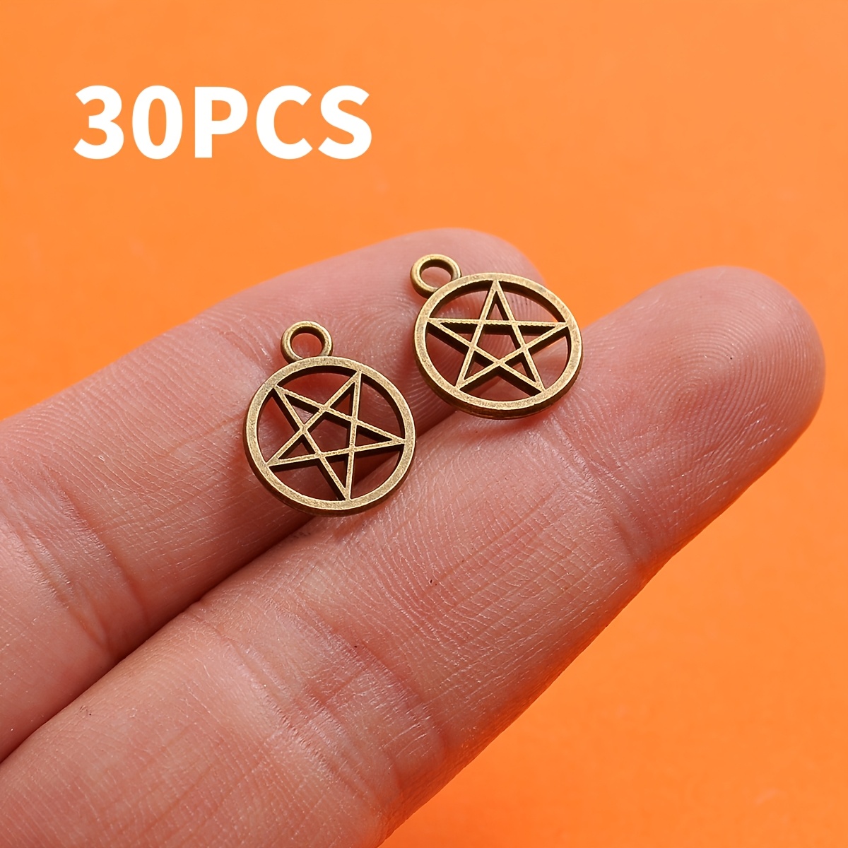 30pcs Retro Distressed Pentagram Pendants for DIY Jewellery